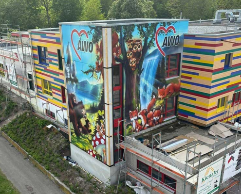 Fassadengestaltung AWO-Kindertagesstätte "Haus der Kinder", VS-Schwenningen - Bauphase