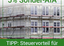 5% Sonder-AfA für Neubau Wohnimmobilien, die zur Vermietung bestimmt sind